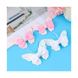 Babyhug Bow and Butterfly Clips Set of 4 - White & Pink