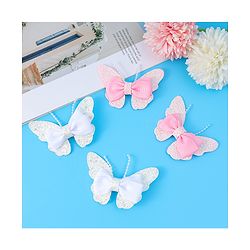 Babyhug Bow and Butterfly Clips Set of 4 - White & Pink