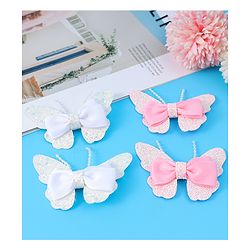 Babyhug Bow and Butterfly Clips Set of 4 - White & Pink