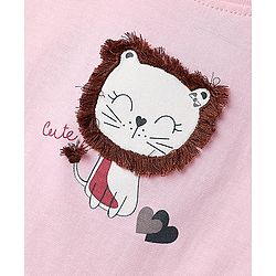 Babyhug Cotton Knit Half Sleeves Capri Night Suit With Heart Print - Pink