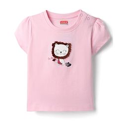 Babyhug Cotton Knit Half Sleeves Capri Night Suit With Heart Print - Pink