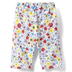 Babyhug Cotton Knit Half Sleeves Capri Night Suit With Floral Print - Lavender