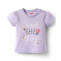 Babyhug Cotton Knit Half Sleeves Capri Night Suit With Floral Print - Lavender