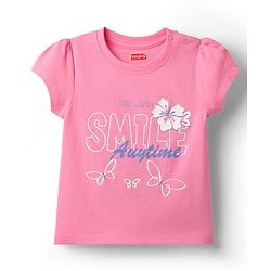 Babyhug Cotton Knit Half Sleeves Capri Set With Polka Dots & Floral Print - Pink & Navy Blue