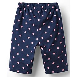 Babyhug Cotton Knit Half Sleeves Capri Set With Polka Dots & Floral Print - Pink & Navy Blue