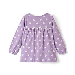 Babyhug Cotton Knit Full Sleeves Co-ords Night Suit With Heart Print - Purple