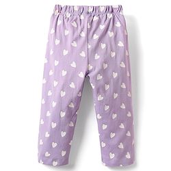 Babyhug Cotton Knit Full Sleeves Co-ords Night Suit With Heart Print - Purple