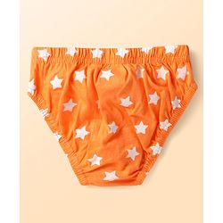 Babyhug 100% Cotton Single Jersey Knit Antibacterial Briefs With Star Stripes & Dino Print Pack Of 3 - Orange Navy Blue & Light Blue