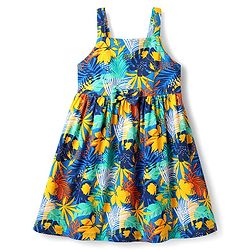 Babyhug 100% Cotton Knit Frock & Full Sleeves Jacket With Floral Print - Blue