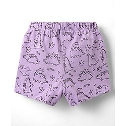 Babyhug 100% Cotton Knit Half Sleeves T-Shirt & Short With Dino Print - Lavender