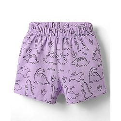 Babyhug 100% Cotton Knit Half Sleeves T-Shirt & Short With Dino Print - Lavender