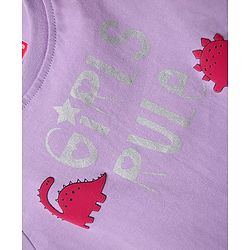 Babyhug 100% Cotton Knit Half Sleeves T-Shirt & Short With Dino Print - Lavender