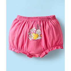 Babyhug 100% Cotton Antibacterial Bloomers With Hearts & Animal Print Pack Of 3 - Yellow White & Dark Pink
