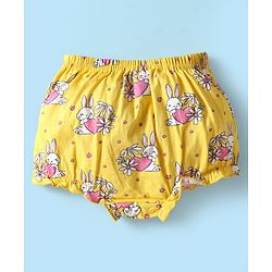 Babyhug 100% Cotton Antibacterial Bloomers With Hearts & Animal Print Pack Of 3 - Yellow White & Dark Pink