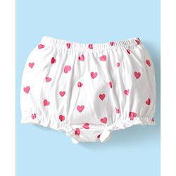 Babyhug 100% Cotton Antibacterial Bloomers With Hearts & Animal Print Pack Of 3 - Yellow White & Dark Pink