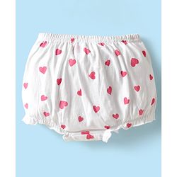 Babyhug 100% Cotton Antibacterial Bloomers With Hearts & Animal Print Pack Of 3 - Yellow White & Dark Pink