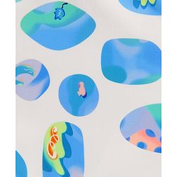 Babyhug Sleeveless V Cut Swimsuit With Abstract Print & Cap - White