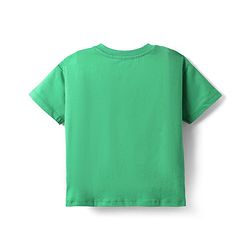 Babyhug Disney Single Jersey Knit Half Drop Shoulder Sleeves T-Shirt & Denim Shorts Set with Mickey Mouse Graphics - Mint & Blue