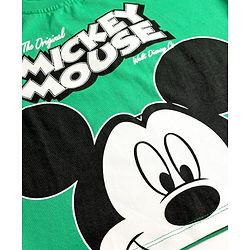 Babyhug Disney Single Jersey Knit Half Drop Shoulder Sleeves T-Shirt & Denim Shorts Set with Mickey Mouse Graphics - Mint & Blue