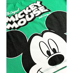 Babyhug Disney Single Jersey Knit Half Drop Shoulder Sleeves T-Shirt & Denim Shorts Set with Mickey Mouse Graphics - Mint & Blue