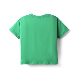 Babyhug Disney Single Jersey Knit Half Drop Shoulder Sleeves T-Shirt & Denim Shorts Set with Mickey Mouse Graphics - Mint & Blue