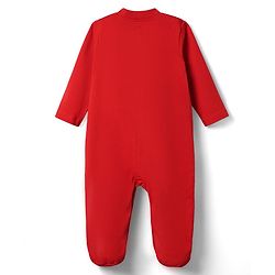Babyhug Cotton Knit Full Sleeves Footed Sleep Suit With Nautical Theme Print Pack Of 2 - Red & Navy Blue