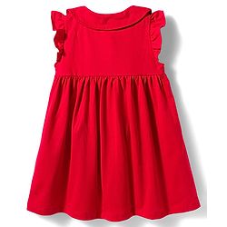 Babyhug Single Jersey Knit Frill Sleeves Frock with Bloomer & Patch Detailing - Red