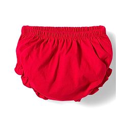 Babyhug Single Jersey Knit Frill Sleeves Frock with Bloomer & Patch Detailing - Red