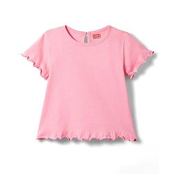 Babyhug Cotton Knit Frock with Full Sleeves Inner Tee Tropical Theme Print & Bunny Embroidery - Pink