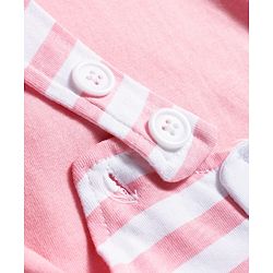 Babyhug Cotton Knit Frock with Full Sleeves Inner Tee Tropical Theme Print & Bunny Embroidery - Pink