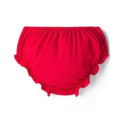 Babyhug Single Jersey Knit Half Puffed Sleeves Frock with Cut & Sew Design Bow Applique & Bloomer - Red