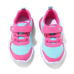 Cute Walk by Babyhug Sneaker with Velcro Closure & Star Patch - Fuchsia & Light Blue
