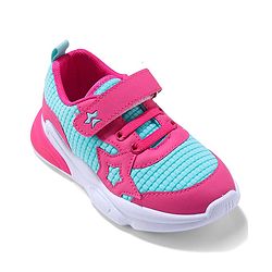 Cute Walk by Babyhug Sneaker with Velcro Closure & Star Patch - Fuchsia & Light Blue