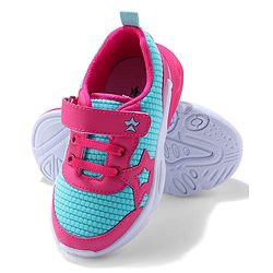Cute Walk by Babyhug Sneaker with Velcro Closure & Star Patch - Fuchsia & Light Blue
