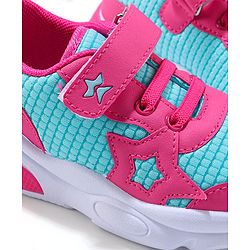Cute Walk by Babyhug Sneaker with Velcro Closure & Star Patch - Fuchsia & Light Blue