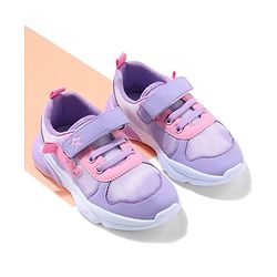 Cute Walk by Babyhug Velcro Closure Sneaker Shoes With Heart Applique & Lace Detailing - Purple