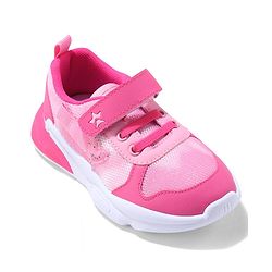 Cute Walk by Babyhug Velcro Closure Sneaker Shoes With Heart Applique & Lace Detailing - Fuchsia