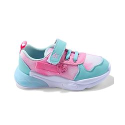 Cute Walk by Babyhug Velcro Closure Sneaker Shoes With Heart Applique & Lace Detailing - Fuchsia