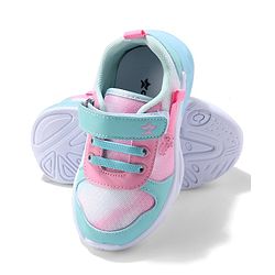 Cute Walk by Babyhug Velcro Closure Sneaker Shoes With Heart Applique & Lace Detailing - Fuchsia