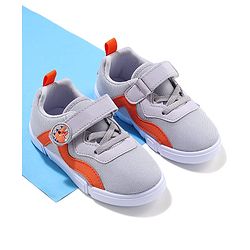 Cute Walk by Babyhug Velcro Closure Sneaker Shoes With Dino Applique - Grey