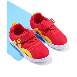Cute Walk by Babyhug Velcro Closure Sneaker Shoes With Dino Applique - Red