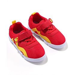 Cute Walk by Babyhug Velcro Closure Sneaker Shoes With Dino Applique - Red