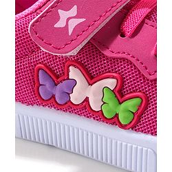 Cute Walk by Babyhug Velcro Closure Sneakers with Butterfly Applique - Fuchsia