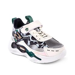 Cute Walk by Babyhug Velcro Closure Sneaker Shoes With Lace Detailing & Splash Print - White