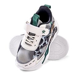 Cute Walk by Babyhug Velcro Closure Sneaker Shoes With Lace Detailing & Splash Print - White