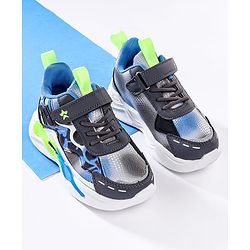 Cute Walk by Babyhug Velcro Closure Sneaker Shoes With Lace Detailing & Splash Print - Grey