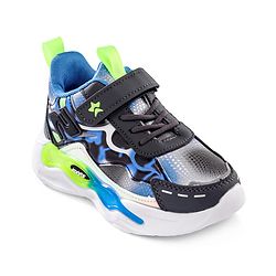 Cute Walk by Babyhug Velcro Closure Sneaker Shoes With Lace Detailing & Splash Print - Grey