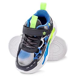 Cute Walk by Babyhug Velcro Closure Sneaker Shoes With Lace Detailing & Splash Print - Grey