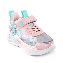 Cute Walk by Babyhug Velcro Closure Sneaker Shoes With Lace Detailing & Splash Print - Pink