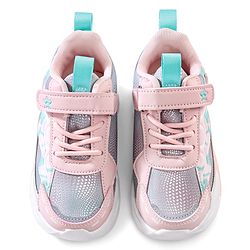 Cute Walk by Babyhug Velcro Closure Sneaker Shoes With Lace Detailing & Splash Print - Pink